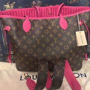 Louis Vuitton MM Neverfull bando inside out Pink Tote Bag